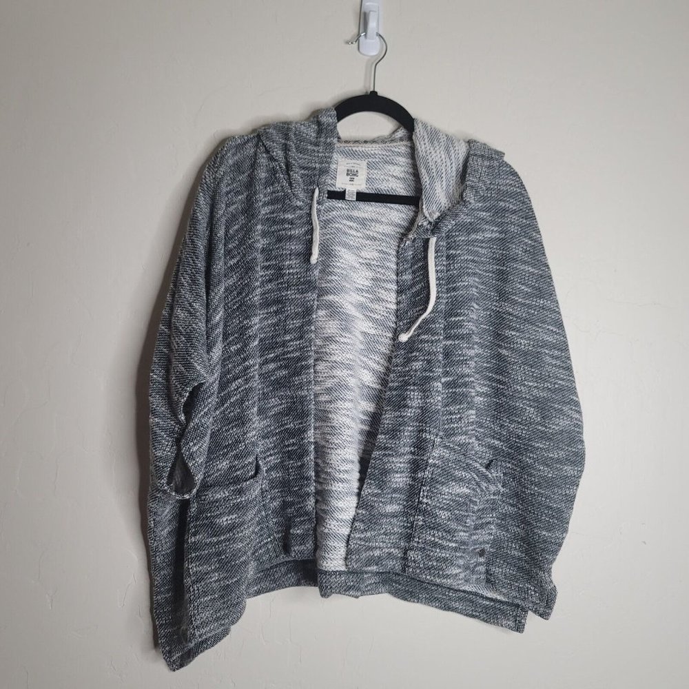 Billabong Heather Gray Open Front Hooded Blazer Jacket Size Small/Medium